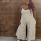 White Black Wide Leg Jumpsuits