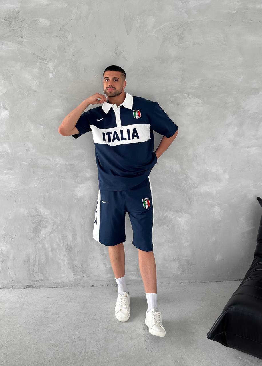 Italia Inspired Men's Polo & Shorts Set – Athletic Heritage with Bold National Style