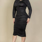 Jackie Midi Dress - Ruched Long Sleeve Design, Flattering Fit for Every Occasion
