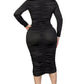 Jackie Midi Dress - Ruched Long Sleeve Design, Flattering Fit for Every Occasion