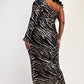 Jaylin Plus Size Sequins Knit One Shoulder Dress with Cutout