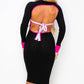 Jessie Cut Out Back Tie Long Sleeve Knit Midi Dress