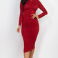 Josie Ruched Long Sleeve Midi Dress