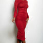 Josie Ruched Long Sleeve Midi Dress