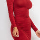Josie Ruched Long Sleeve Midi Dress