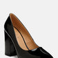 Kamira Patent Block Heeled Pumps