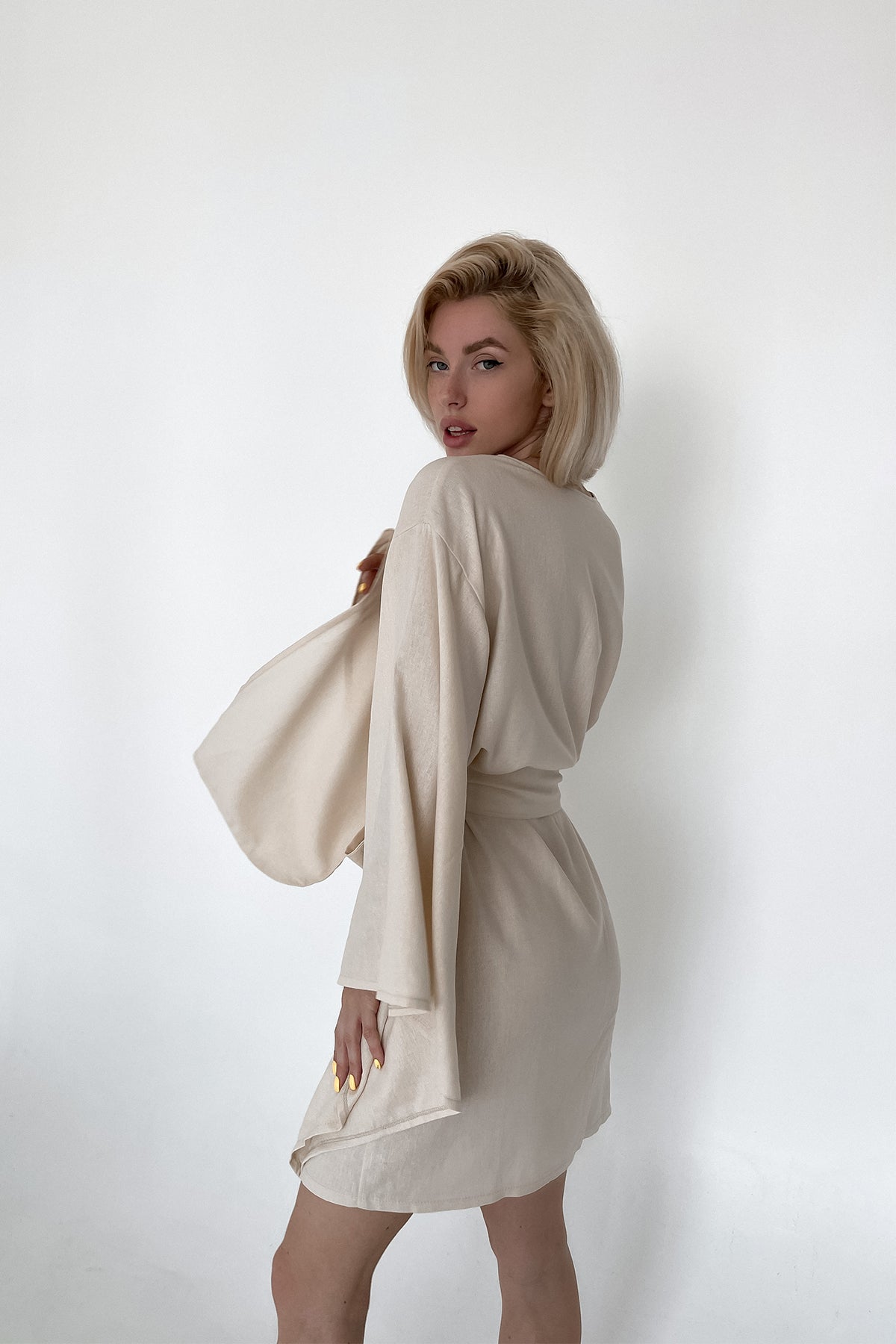 Kimono Sleeves Linen Robe