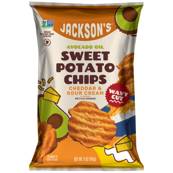 Jackson's Sweet Potato Chips in Avocado Oil, Wavy Cheddar & Sour Cream
