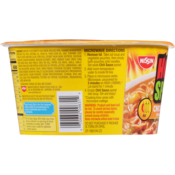 Nissin Ramen Noodle Soup, Hot & Spicy, Chicken