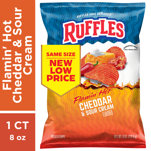 Ruffles Potato Chips Flamin' Hot Cheddar & Sour Cream Flavor