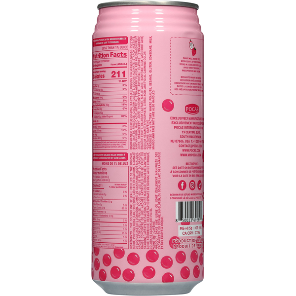 Pocas Strawberry Dragon Fruit Oolong Tea Popping Boba Drink