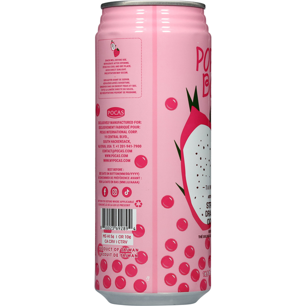 Pocas Strawberry Dragon Fruit Oolong Tea Popping Boba Drink