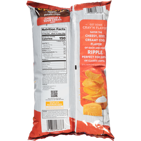 Crav'n Flavor Potato Chips, Cheddar & Sour Cream, Ripple