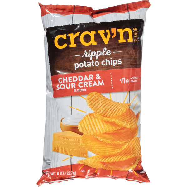 Crav'n Flavor Potato Chips, Cheddar & Sour Cream, Ripple