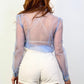 Laura Luxe Embellished Organza Button-Up Blouse