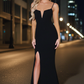 Louise Gown - Black Scuba Crepe Fitted Dress