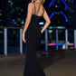 Louise Gown - Black Scuba Crepe Fitted Dress