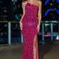 Stardust One Shoulder Sequin Gown - Fuchsia - FINAL SALE