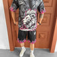 Lion Blaze Men's Graphic Tee & Flame Shorts Set – Fiery Streetwear with Bold Lion Print