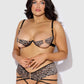 Lisa Leopard Print Lingerie Set - Micro Strappy Bra with Semi-Open Cup & Matching Thong