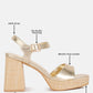 Lofty Metallic Faux Leather Block Heel Sandals