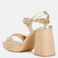 Lofty Metallic Faux Leather Block Heel Sandals