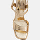 Lofty Metallic Faux Leather Block Heel Sandals