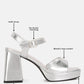 Lofty Metallic Faux Leather Block Heel Sandals