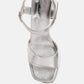 Lofty Metallic Faux Leather Block Heel Sandals
