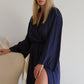 Lora Long silky robe with shawl collar