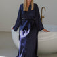 Lora Long silky robe with shawl collar
