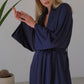 Lora Long silky robe with shawl collar