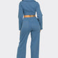 Luciana Gold Jewel-Clasp Cropped Denim Jacket & Pant Set