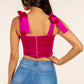 Maxine Satin Crop Top With Tie Shoulder Straps – Elegant Bustier Design for Any Occasion