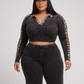 Maya Curvy Mineral Washed Crop Top & Stretch Pull-On Pants Set Leopard Contrast