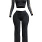 Maya Curvy Mineral Washed Crop Top & Stretch Pull-On Pants Set Leopard Contrast
