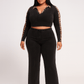 Maya Curvy Mineral Washed Crop Top & Stretch Pull-On Pants Set Leopard Contrast