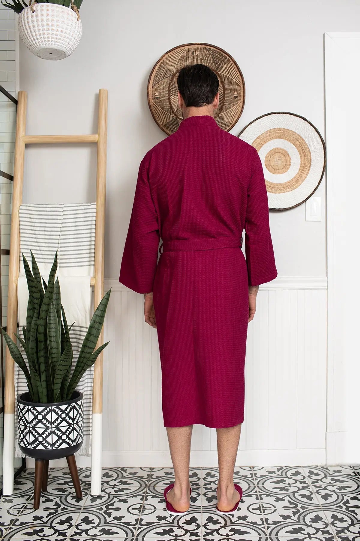 Waffle Kimono Spa Bathrobe -  Absorbent, Lightweight