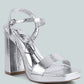 Merengue Textured High Block Heel Sandals