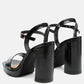 Merengue Textured High Block Heel Sandals