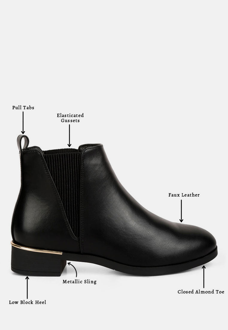 Amara Metallic Sling Detail Chelsea Boots