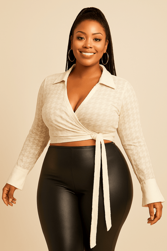 Monaco Knitted See-Through Tie Front Crop Top