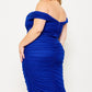 Monica Rhinestone Detail Shirring Side Off-the-Shoulder Bodycon Midi Dress