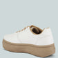Monigue Faux Leather Cross Stitch Detail Sneakers