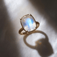 Sterling Silver Elongated Cushion Moonstone Cocktail Ring
