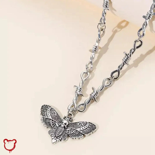 Moth Skull Wire Necklace