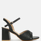 Nicholas Pleated Strap Block Heel Sandals