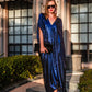 Night Sapphire Sequin Caftan Kaftan Dress