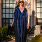Night Sapphire Sequin Caftan Kaftan Dress