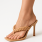 Nixie 4-Inch Chic Nude Slip on  Sandals With Braided Design For Comfort And Style
